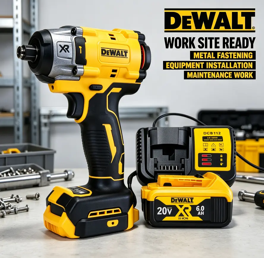 DEWALT 922 20V Cordless Brushless Impact Wrench Tool Kit, Variable Speed Control, Built-In LED Work Light, 6.0Ah Lithium Battery, DCB112 Charger, for Automotive Repair & Construction Fastening