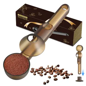 Coffee Scoop with Funnel for Reusable K Cup Refillable Coffee Pods, 2 TBSP Mess-Free Measuring Spoon with Sliding Leveler, Ideal for Ground Coffee, Protein Powder & Tea