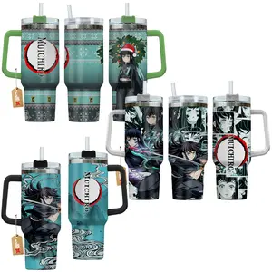 Muichiro Tokito 'Hashira' Demon Slayer: Kimetsu No Yaiba Anime Manga 40oz Tumbler Stainless Steel with Straw, Lid and Handle - Double Wall Insulated Flasks – Perfect Gift for Fans