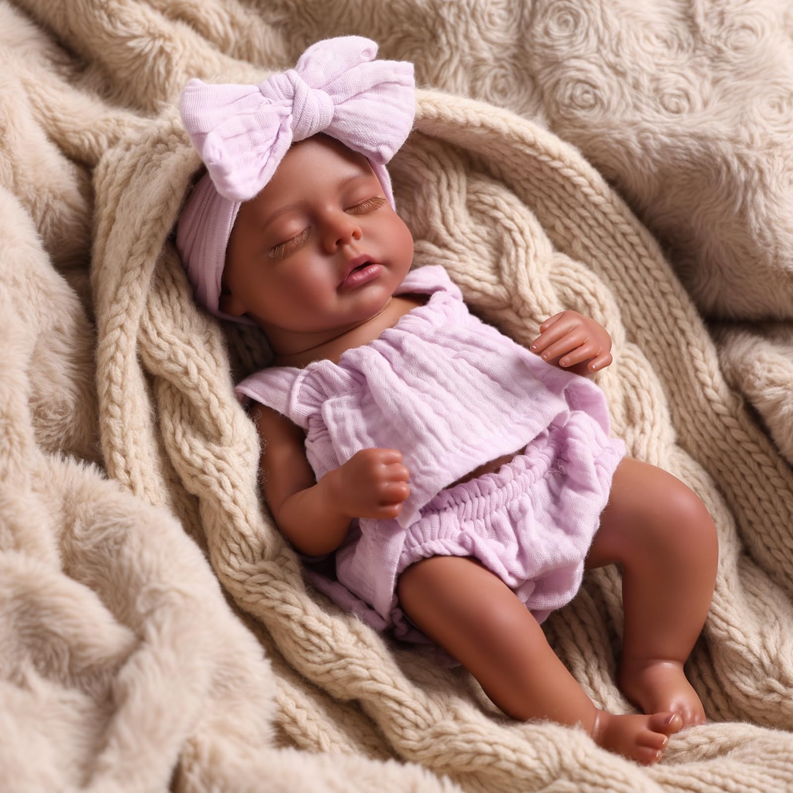 Babeside Newborn Real Life Reborn Baby Doll Dark Skin Black African American Toddler Doll Laney with Cloth Body for Kids Age 3 Rebornbabydoll