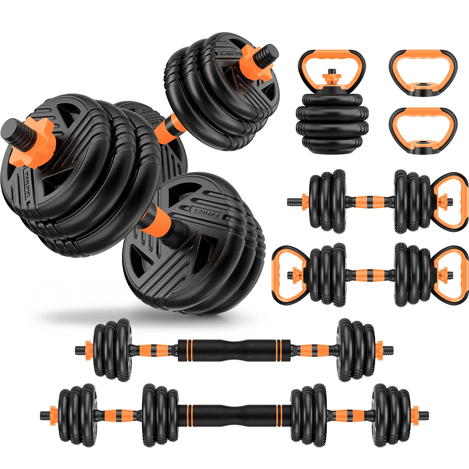 Cooelf Adjustable Dumbbell Set with Connector,5 in 1 Multi-Function Weight Dumbbells Set Used as Barbell, Kettlebells, Push up Stand, Weight Plate, Durable Weight Set for Home Gym