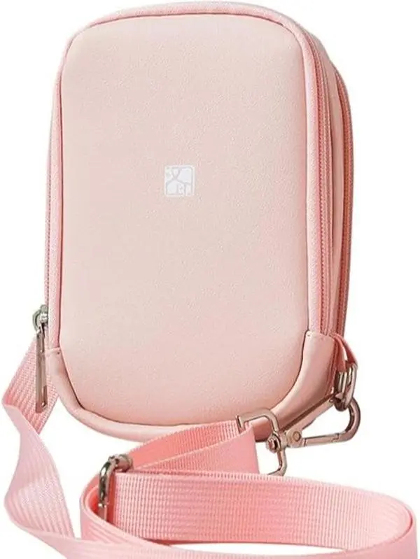 Pink Hard Shell Carrying Case for HPRT CP2100 Portable Photo Printer, Lightweight Travel Organizer with Large Capacity Mesh Pocket for Accessories