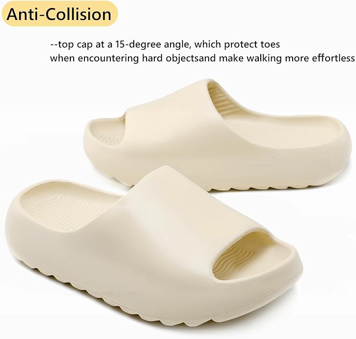 Lumubby Pillow Slippers for Women & Men Non-Slip Quick-Drying EVA Material Ultra Cushion 1.7-inch Thick Sole Breathable Anti-Slip Textured Style Shower Slides