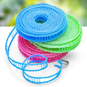 Clothesline,3 Pack Clotheslines for Outside, Adjustable Clothes line，Windproof Clothesline with Hooks, Indoor and Outdoor Laundry and Drying Lines,Ideal Camping & Travel Essentials (5 m/197 in)