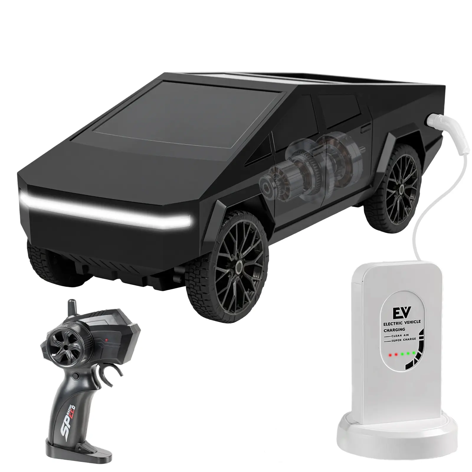 1/24 Scale Fast RC Car - 27MHz Remote Control Pickup Truck, 9.84x4.7x4.7in, Competition Controller, Charging Station, Rechargeable Battery, LED Lights, 50+ Minutes Runtime, Desk Toy for Boys, Ideal for Birthdays