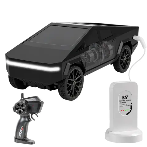 High Speed RC Remote Control Truck - 1/24 Scale 27MHz Futuristic Pickup, 25+ km/h, Load-Space Realism, 9.84x4.7x4.7in, Competition Controller, Charging Station, Rechargeable Battery, LED Lights, 50+ Min Runtime, Toys for Males, Kids' Birthday Gift,familyf