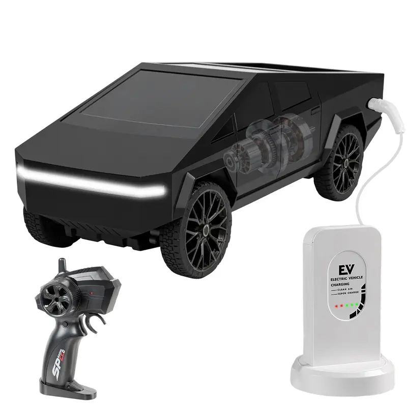 High Speed RC Remote Control Truck - 1/24 Scale 27MHz Futuristic Pickup, 25+ km/h, Load-Space Realism, 9.84x4.7x4.7in, Competition Controller, Charging Station, Rechargeable Battery, LED Lights, 50+ Min Runtime, Toys for Males, Kids' Birthday Gift,familyf