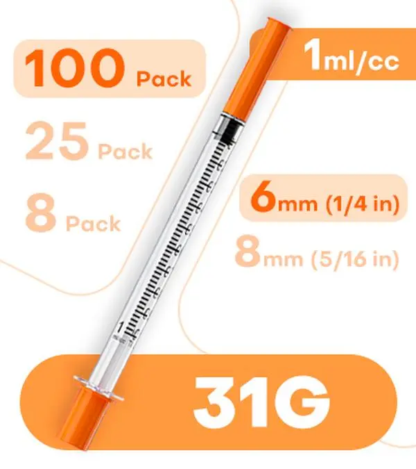 100 Pack 1mL U-100 31G 6mm Precision Liquid Dispensing Tools | Individually Packed With Clear Scale Markings, Lab & Camping Essentials