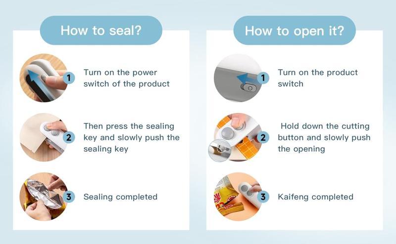 Mini Snack Bag Sealer Machine, Rechargeable 2 in 1 Snacks Mini Bag Sealer with Cutter, Keep Food Fresh, Plastic Electric Heat Sealer,White Plastic Bag Sealer, Ideal for Selling Bags