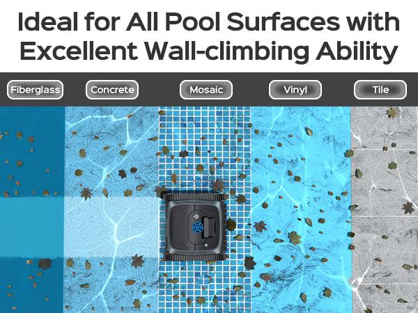 (2026 Upgrade) WYBOT C1 Cordless Robotic Pool Vacuum for Inground Pools, Above Ground Pool Cleaner 4-in-1 Wall & Waterline Cleaning Up to 1,614sq.ft, 150mins Smart Navigation, App Support