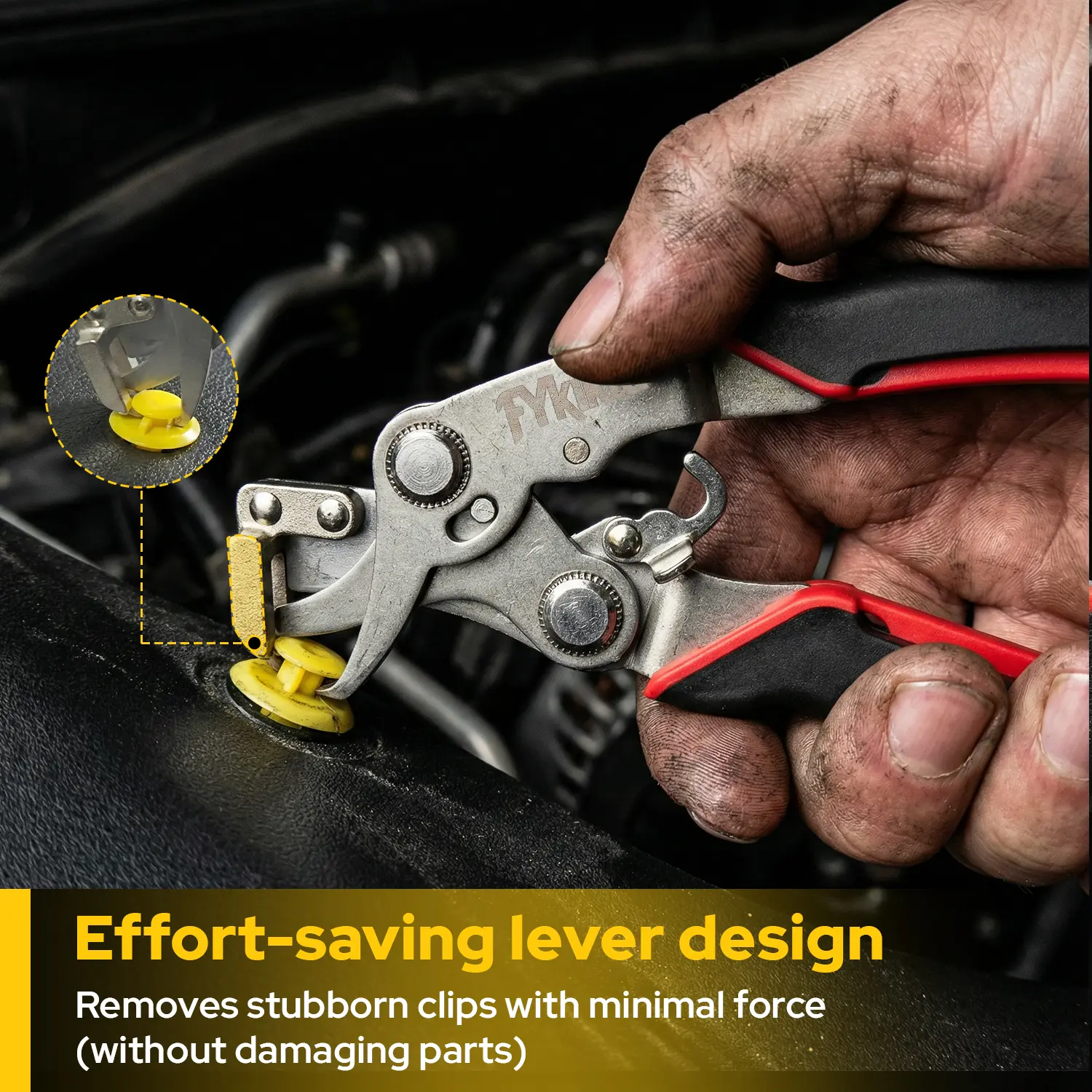 Auto Fastener Clip rivet Removal Pliers with Leverage Design, Heavy Duty Stainless Steel Car Repair Tool, Multi-Functional Quick-Release Automotive Tool, Ergonomic Non-Slip Grip for Efficient Door Panel, Bumper & Dashboard Disassembly Without Damaging