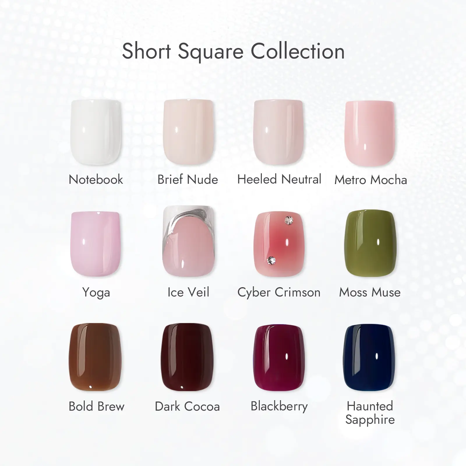 BTArtbox Clean Girl Press On Nails - Short Square Squoval 3D Press On Nails with Glue for Women, Opaque Soft Gel Cat Eye Square French Tip Glue On Nails in 15 Sizes - 30 Stick On Nails Kit, Summer Party, Back To School