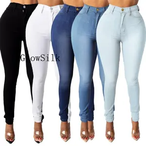 &Womens Classic High Waisted Skinny Stretch Butt Lifting Jeans Slim Fit Denim Pantswomen's high waisted stretch skinny jeansSlim-fit pencil pants Bottom Black Womenswear Streetwear Basic