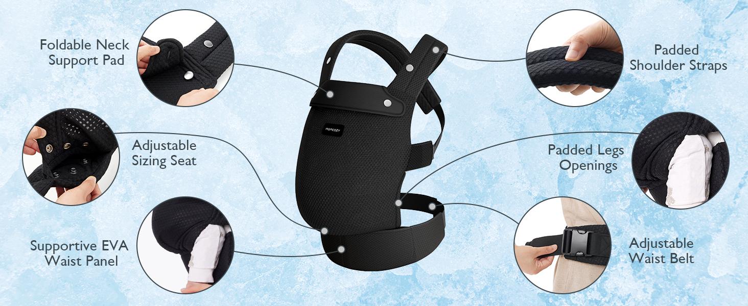 Momcozy Baby Carrier - Ergonomic, Cozy and Lightweight Carrier for 7-44lbs, Effortless to Put On, Ideal for Hands-Free Parenting, Enhanced Lumbar Support, Purehug for Infant to Toddler【B】
