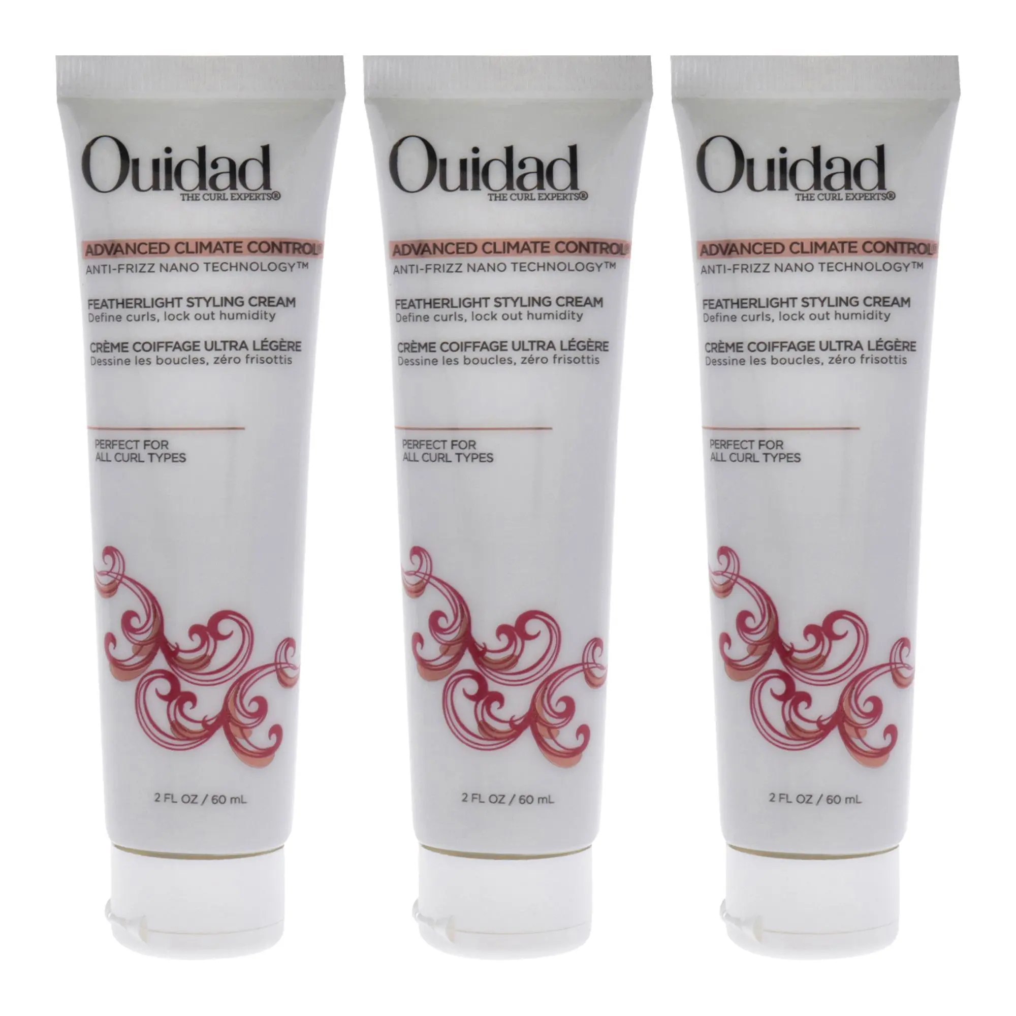 Ouidad Advanced Climate & Weather Control Featherlight Haircare Styling Cream, Unisex, 2 oz, Pack of 3