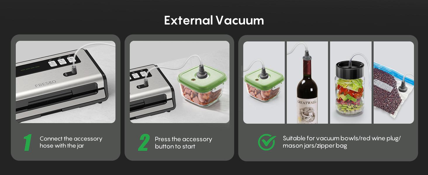 FRESKO AutoMax V6 Automatic Vacuum Sealer Machine, Double Heat Seal Food Saver with Built-in Cutter & Bag Storage, Includes Bags & Rolls