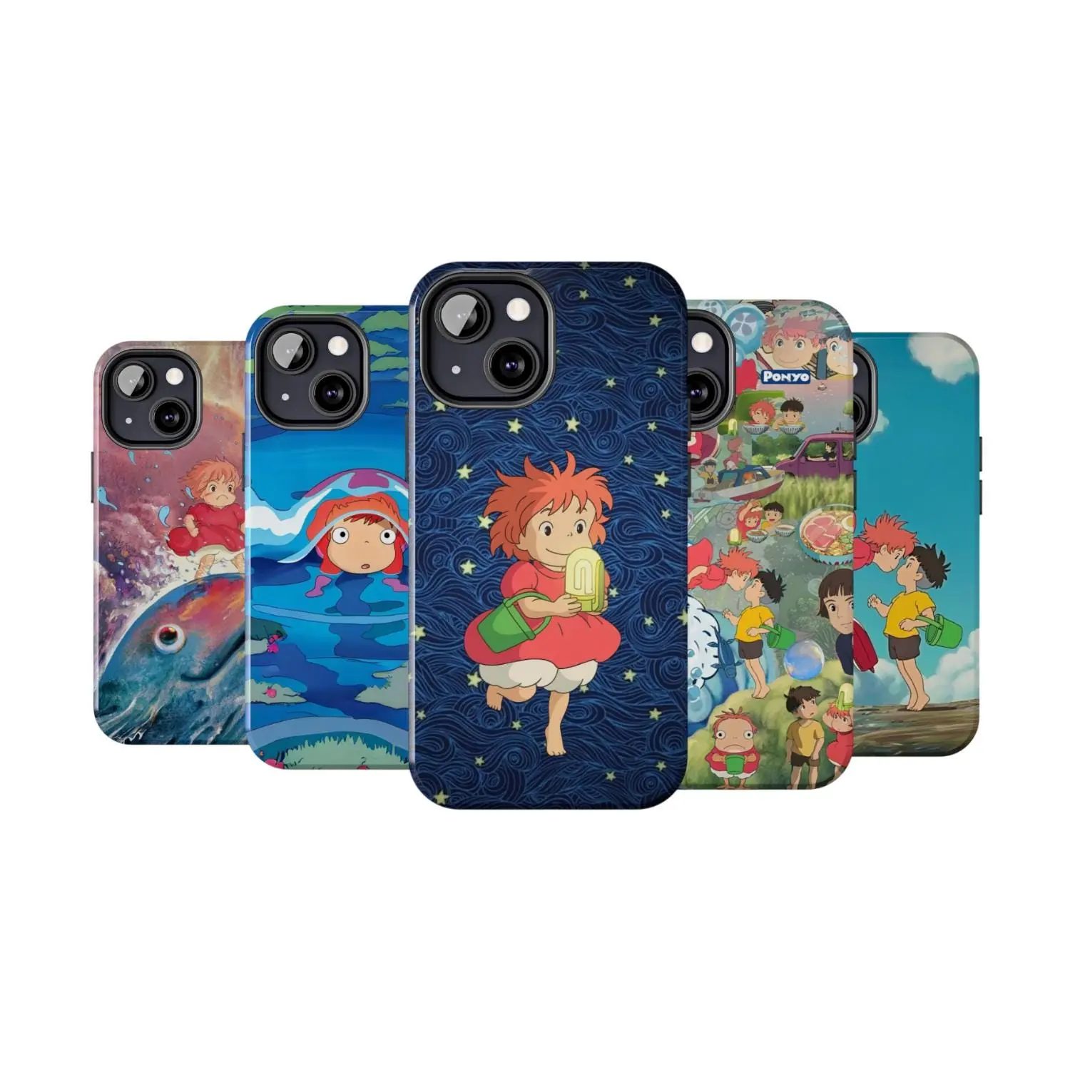 Cute Studio Ghibli Ponyo Shockproof Smartphone Cover - Protective Case for iPhone 11-17 Pro Max/Plus, Samsung Galaxy S23-25 Devices, Mobile Phone Accessory, Cellphone