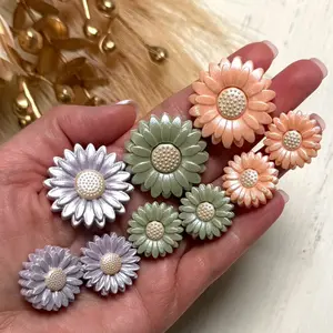 9 Pack! Opal Flowers Silicone Focal Beads, Flower Focal Beads