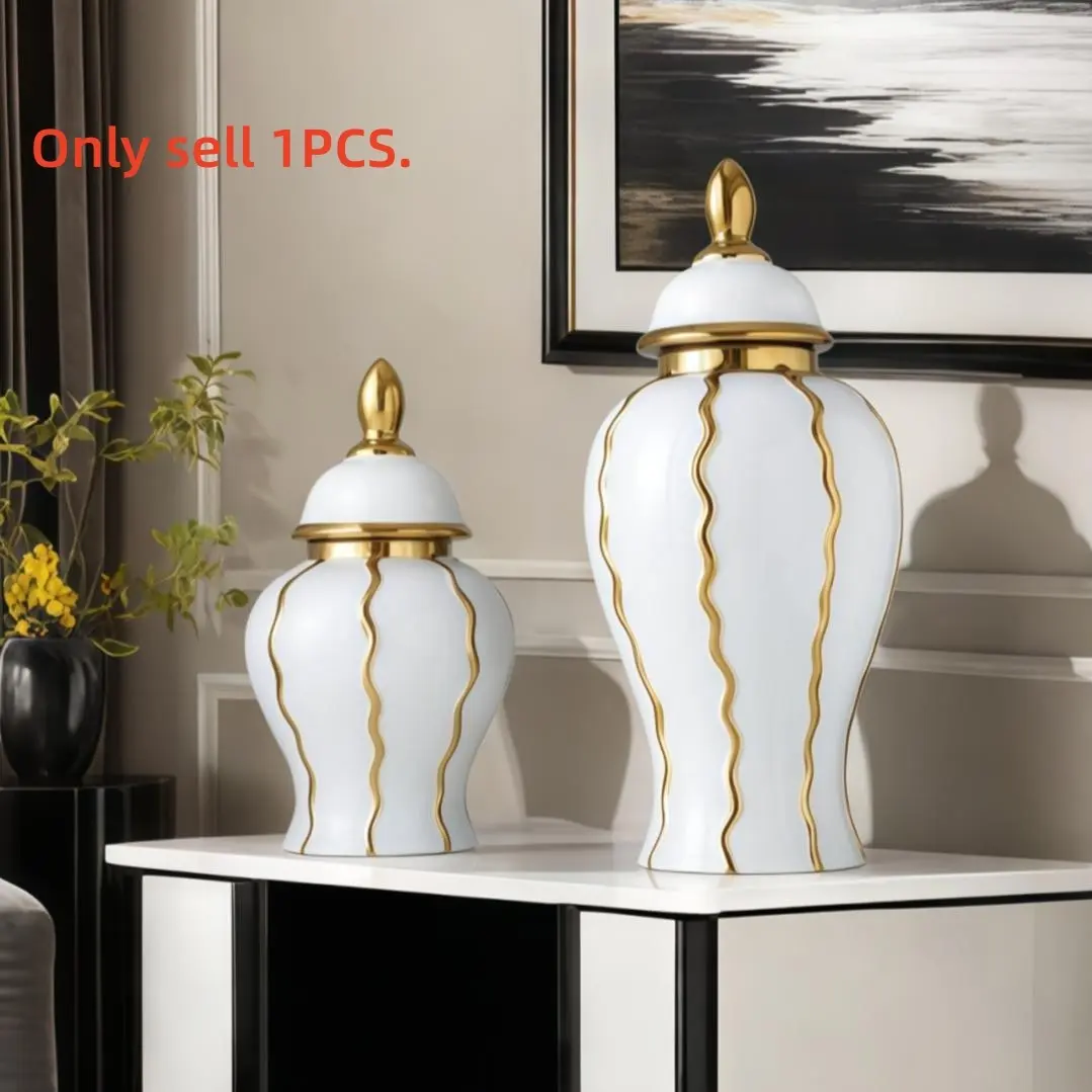 Small Ceramic Ginger Jar with Lid, Chinese Style Traditional Decorative Vase, Home Decor Accessory, Perfect for Home and Office, Ideal for Weddings, Home Decoration, Ceramic Vases for Home Decor