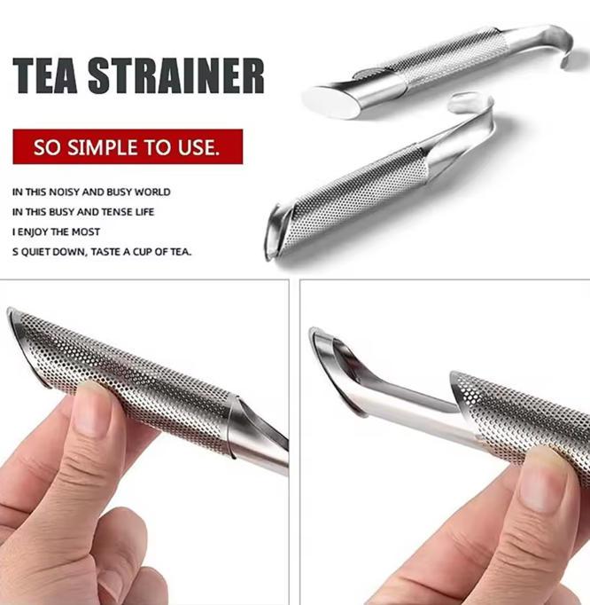 2pcs Portable Home Tea Accessories Filter Stainless Steel Tea Maker Piping Design Tea Spoon Brewer Long Handle Metal Creative Cup