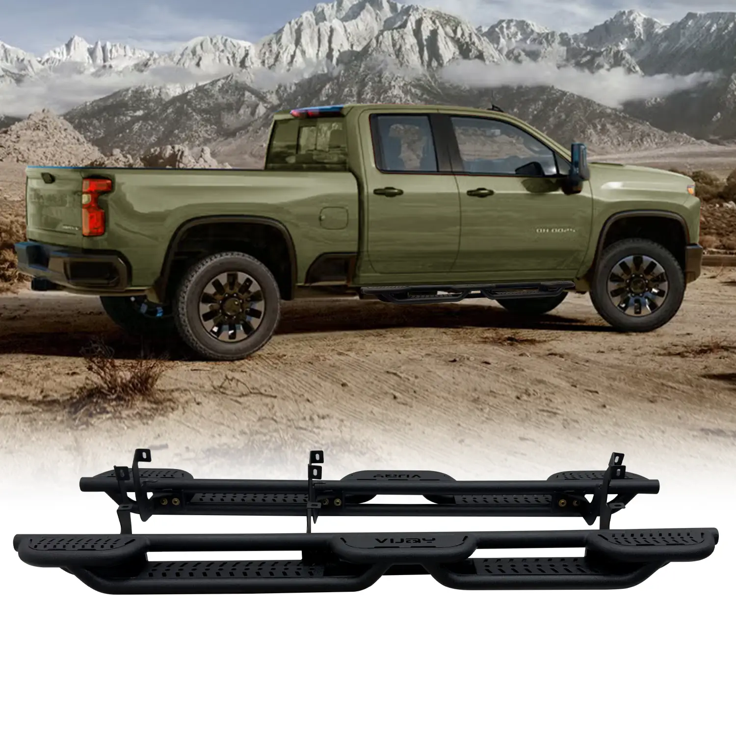 Vijay Steel Running Boards - Car Accessory, 4-Door Side Step for 2020-2025 Chevy Silverado 1500/2500HD/3500HD & GMC Sierra 1500/2500HD/3500HD Double Cab Truck Accessories Simple screw installation