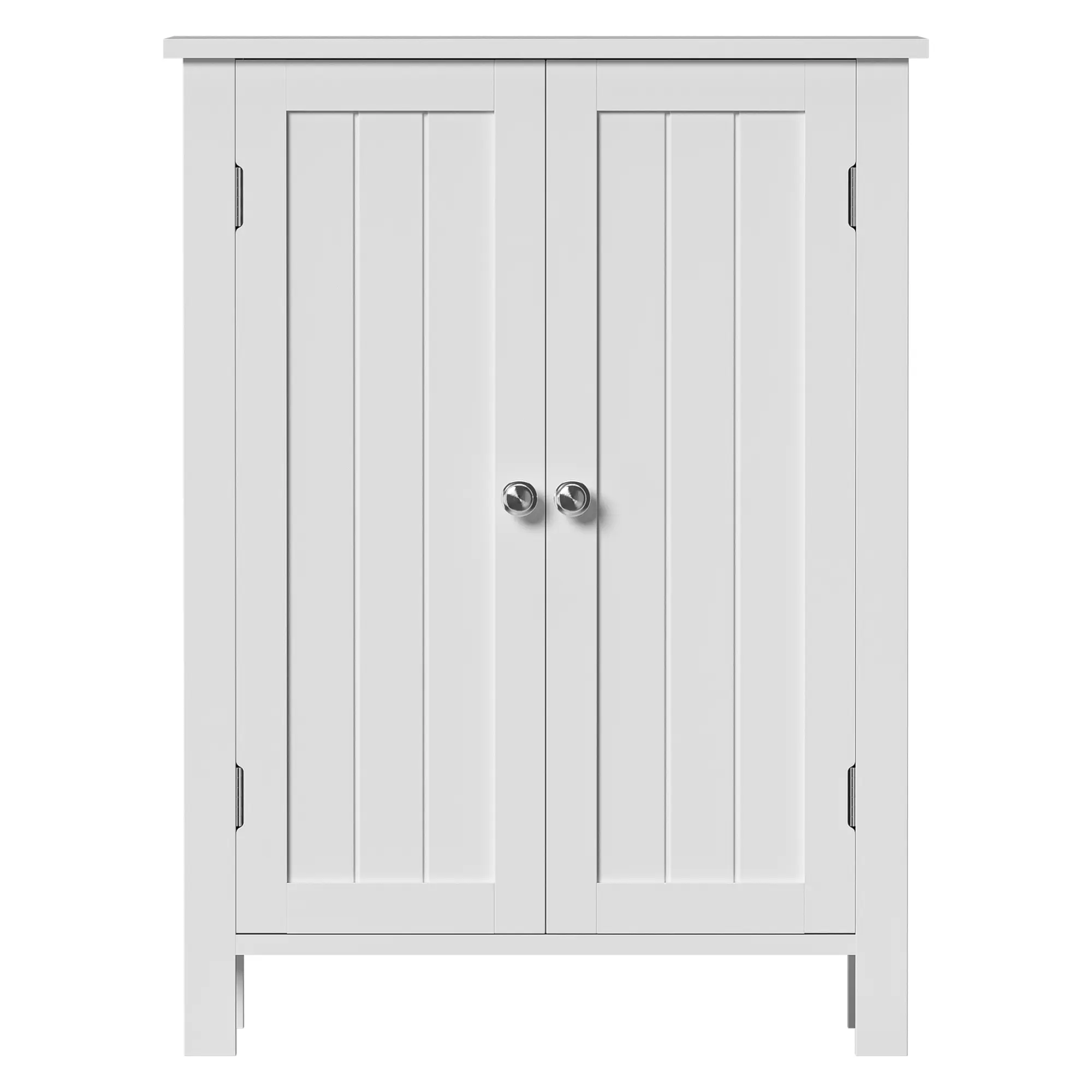 ZenStyle Freestanding Modern MDF White Wood Bathroom Cabinet - Tall Double-Door Cupboard with Adjustable Compartments, Family-Friendly Build, Space-Saving Design, Wall Cabinets Compatibility, Assembly Required, Ample Storage for Bathroom Upgrade, Adjustab