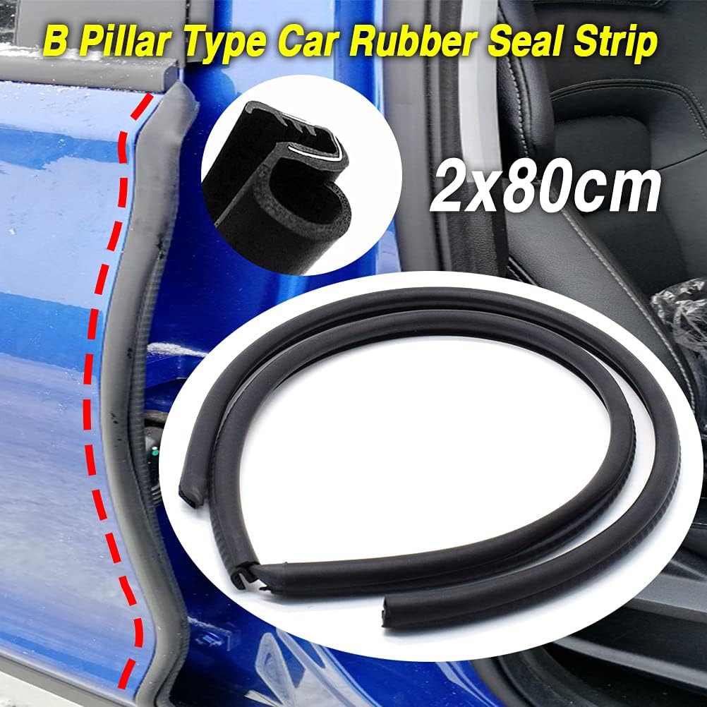 Car Door Seal Strip - 2PCS B-Pillar Sealing Strip, Automotive Rubber Frame with Buckle EPDM Gasket Weather Stripping for Soundproofing, Dustproof Noise Reduction Edge Trim, Silent | Universal for Cars, Trucks, SUVs, RVs