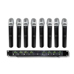 MUSYSIC MU‑U8‑HH Professional 8‑Channel UHF Wireless Handheld Microphone System – Eight Handheld Mics, Long‑Range, LCD Displays