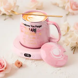 Coffee Mug Warmer & You are Awesome Mug Set, Electric Cup Warmer for Desk, Beverage Warmer with 3 Temperature Setting, 8-Hours Auto Shut Off