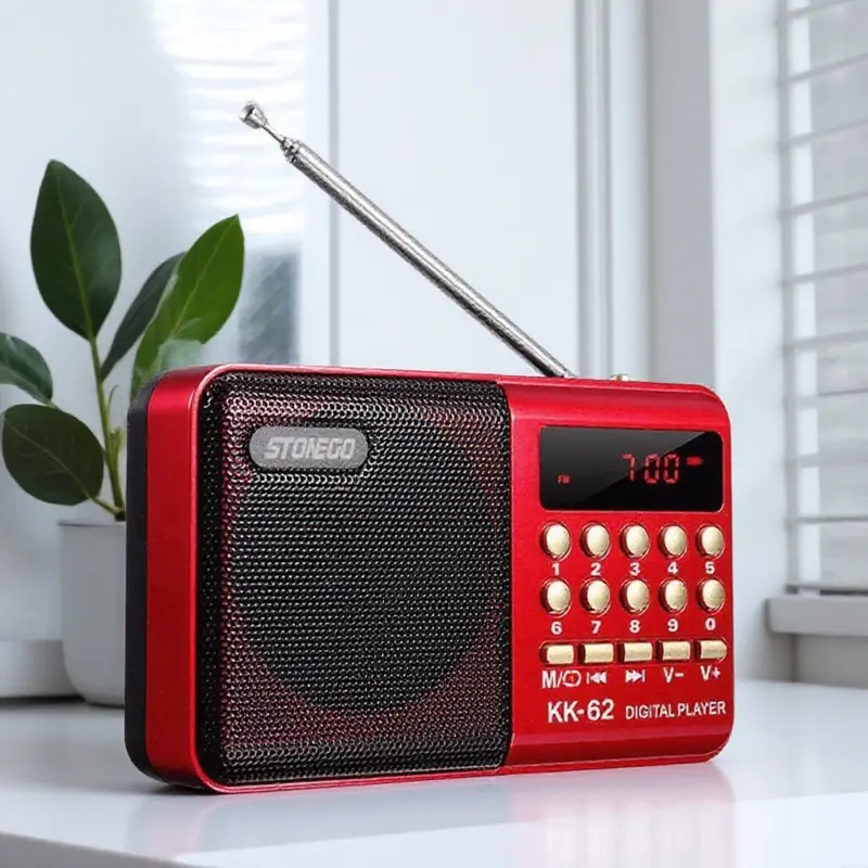 Portable Compact Digital FM Radio MP3 Audio Player with Bluetooth Speaker USb Rechargeable High Fidelity Stereo TF Card Music Player for Outdoor Travel Sports Work Study Entertainment Multifunctional Radio