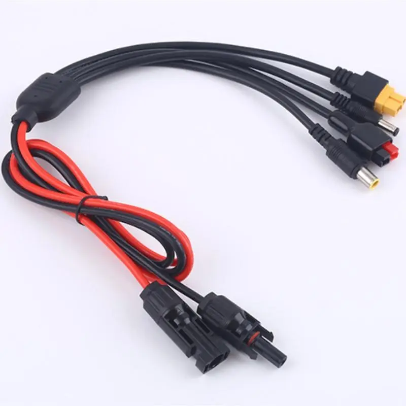 4-in-1 Solar Panel Connector Extension Cable Splitter, Compatible with Anderson Connector DC 8mm 5.5mm Adapter Power Plug XT60 Female Connector Charger Solar Connectors Parallel Adapter Cable