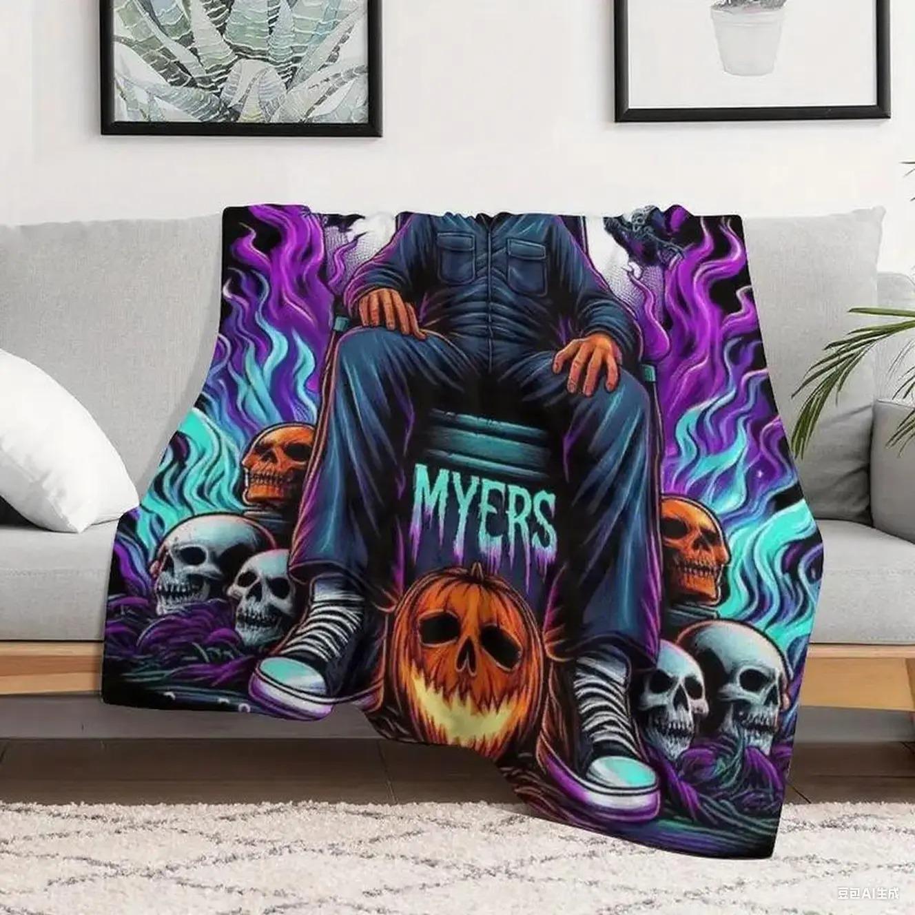 Horror Movie Halloween Soft Flannel Throw Blanket, Holiday Gift for Thanksgiving & Christmas, Multi‑Purpose Blanket for Sofa Bed Office Camping Travel Living Room