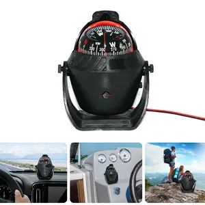 Joytutus Ball Shaped Navigation Compass with LED Dial Sea Pivoting Marine Boat Compass Splashproof Electronic Compass for RV Yacht Hiking