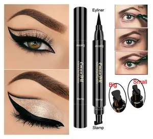 CmaaDu Double-Head Stamp Eyeliner Pen with Precise Fine Tip & Dual-Size Stamp for Symmetrical Cat-Eye Makeup Water-Resistant Sweat-Proof Anti-Fading Long-Lasting