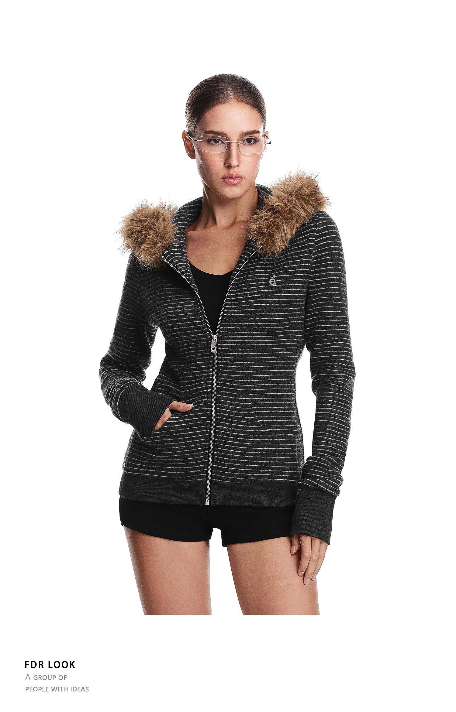 FDR Cozy Striped Fuzzy Hoodie with Faux Fur Collar Zip-up Oversized / Slim Sweater Oversized Fit Long Sleeve Fall / Winter Casual Womenswear Coats Outerwear Tops Jackets Sweatshirt #valentinesday #tiktokshopjumpstartsale #valentinesdaygift SpringStatement