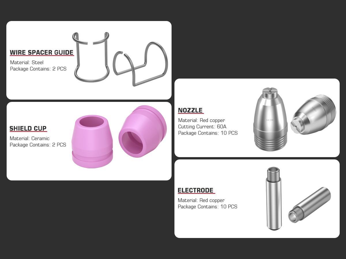 ARCCAPTAIN AG-60 Plasma Cutter Torch Consumables, .040'', .045'' SG-55 AG-60 WSD-60 Plasma Cutter Accessories for ARCCAPTAIN CUT55/CUT55PRO, 24 Pcs