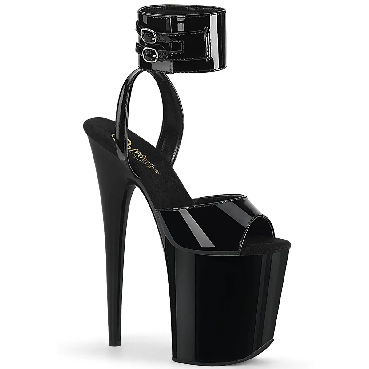 Pleaser Women's Flamingo-891 Stiletto Platform Sandals, Stylish 8-Inch Heels with a Wide Dual-Buckle Ankle Strap, Stiletto Heels, Elegant, Heeled