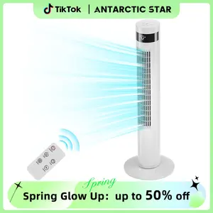 【NOT AC】Antarctic Star 36 Inch Tower Fan - Portable Electric Oscillating Fan with Remote Control, Quiet Operation, 3 Speed Settings & 12H Timer, Bladeless Standing Floor Fan for Bedroom & Office[No Cooling] [No Temperature Adjustment]