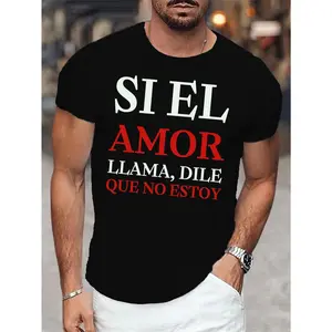 Men's Casual Graphic Print T-Shirt - Short Sleeve Summer Tee with "Si El" Design in Black,  Spanish & English,  Lightweight  Fabric,  Round Neck,  Machine Washable