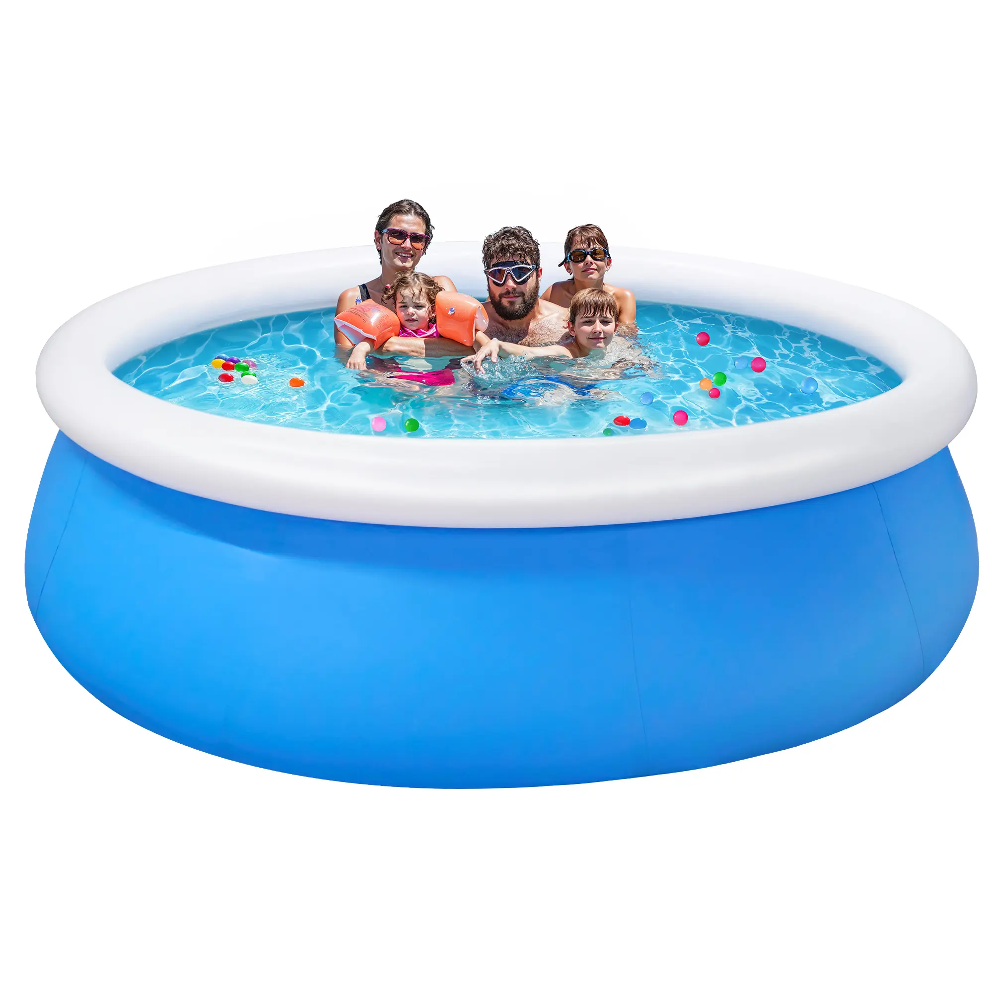 Round Inflatable Swimming Pool, 10' x 30", Fast Set, Blue Family Pool - Large Backyard Outdoor Blow-Up Summer Pool w/ Filter, 24-Inch Deep Water
