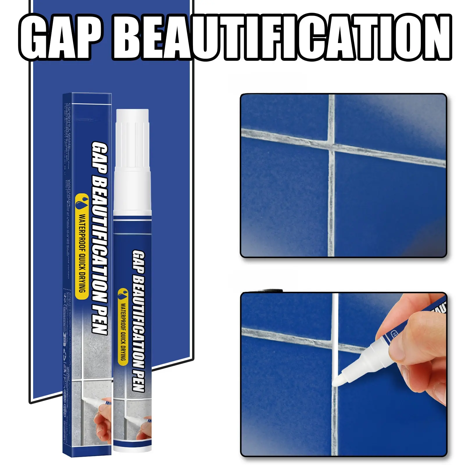 Tile Grout Repair Pen – Waterproof Grout Whitener & Gap Beautification Marker for Floor, Sink, Bathroom & Kitchen Tile Joints – Quick-Dry Mold Resistant Grout Touch Up Pen for Restoring Discolored Tile Gaps, 20g