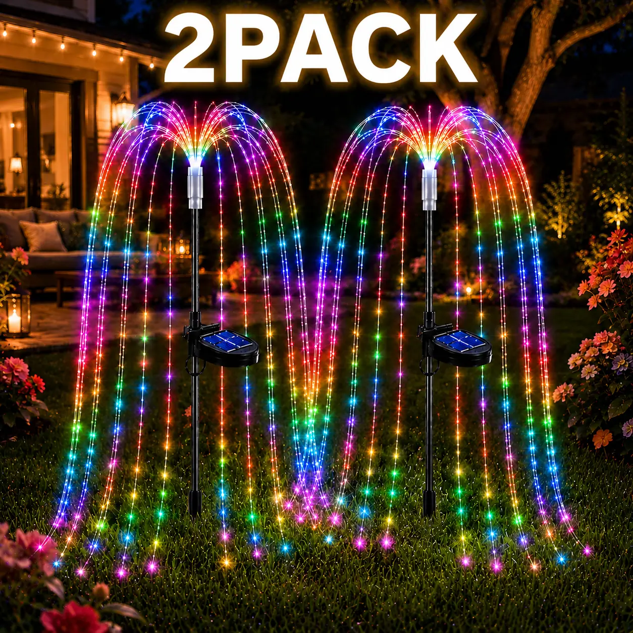 2 packs solar willow-style outdoor post lights, 80/120 LED garden path lights, outdoor solar landscape pathway decorative lights, suitable for courtyards, lawns, paths, patios, weddings, Christmas, and Halloween holiday decorations