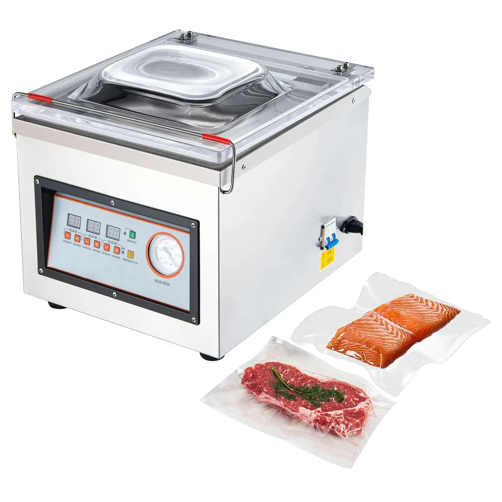 DZ-260C Commercial Grade Chamber Vacuum Sealer Machine (Vacuum Packing Machine) - 1700W, -100KPa Suction, 12.6" Seal Bar for Food Storage, Marinating Liquid & Solid Foods, 30 Bags & Accessories for Home Kitchen
