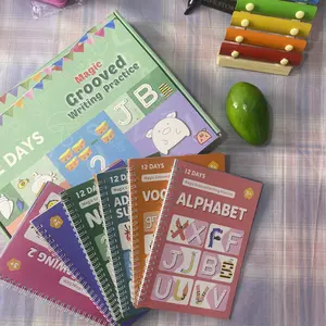 6-Book Reusable Grooved Handwriting Bundle for Kids,Preschool Learning Materials with Magic Ink, Easter Giftfor Boys and Girls practice copybook
