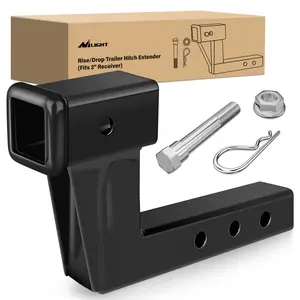 Nilight Trailer Hitch Extension Riser for 2 Inch Receiver with 6" Rise or Drop with Bolt Nut Clip 7,500 lbs Capacity Adjustable Extend 5" 7" 9" Length Matte Black Powder Boat Fenders Boating Accessories