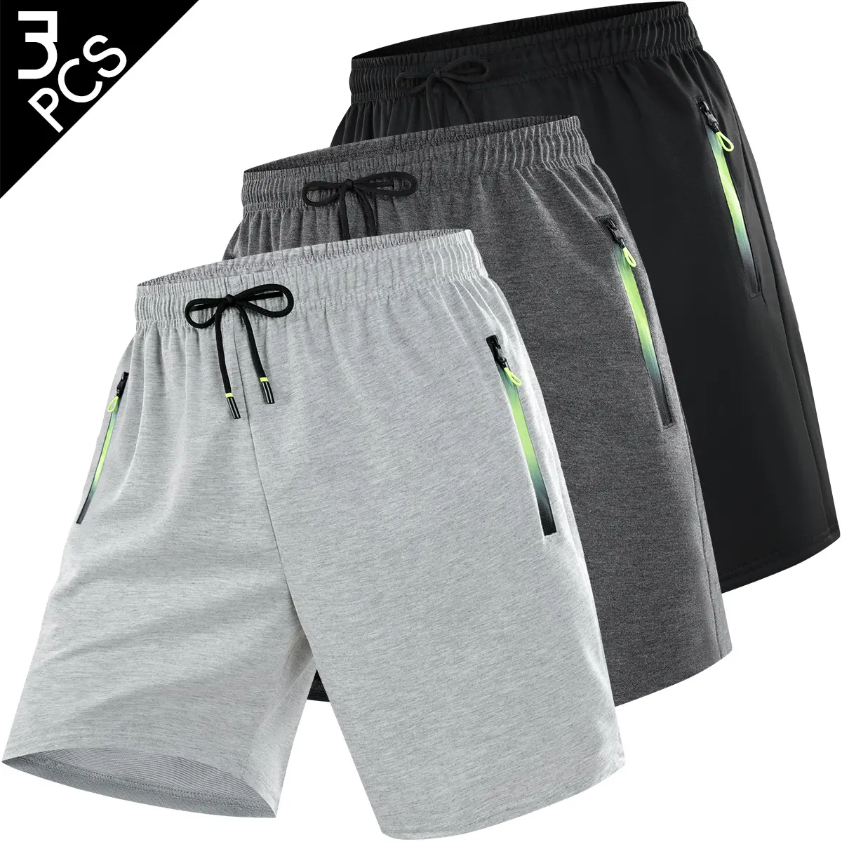 3PCS, Men’s casual knit breathable solid-color shorts, perfect for summer wear