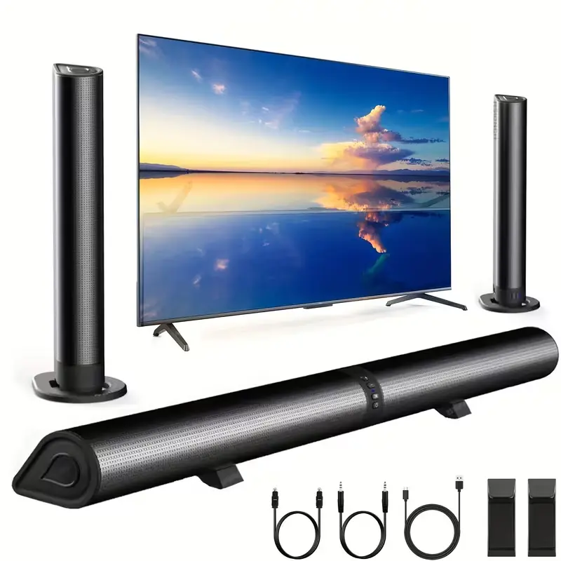 Sound Bar for TV 20W, Detachable Wireless TV Soundbar 3D Surround Sound System TV Speaker for Home Theater Audio, Movie, Game