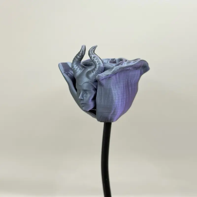 Gothic Rose Decorative Figurine - Authorized Seller's Creation, 2 1/2" Wide Decorative Flowers Figurines & Miniatures, Home Decor Ornament with Removable Stem, Ideal for Plant-Themed Displays