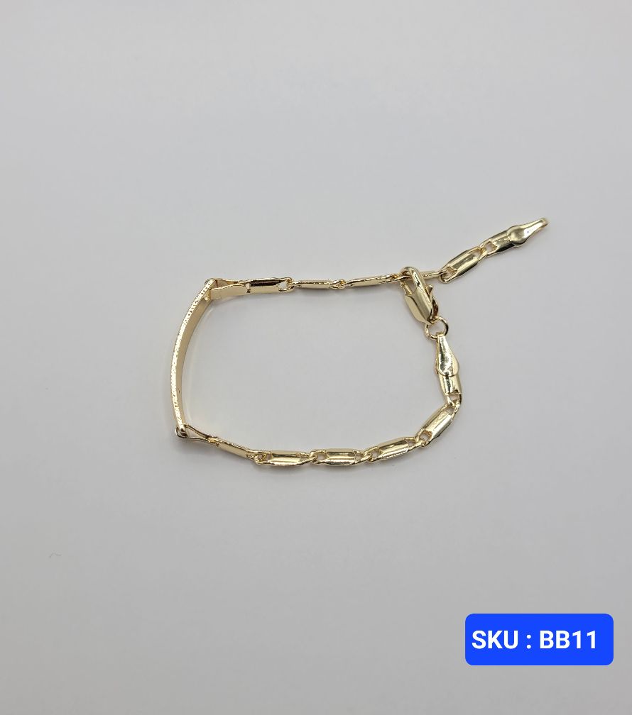 Bracelet for Babies & Small Kids Chain 6 Inches 5mm Plate 3mm Laminated Gold No Engraving Comfortable Fit Daily Wear Jewelry