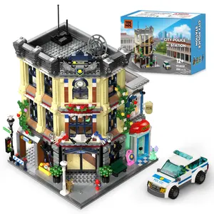 TOKMOC City Architecture Police Station Building Set,Police Station Building Blocks Toy with Police Car, Police Station with Office, Interrogation Room, Rooftop Radar, Coffee Shop,Creative Assembly Building Toy Gift for Aged 12 And Above,2066PCS
